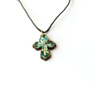 Genuine Olive Wood Mother of Pearl Cross