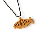 Genuine Olive Wood Ichthus Fish with Jesus