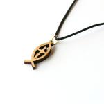 Genuine Olive Wood Ichthus Fish with Cross