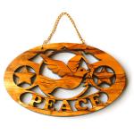 Peace And Dove Laser Cut On Olive Wood Wall Hanging From Jerusalem