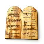 Ten Commandments on Olive Wood Engraved in English and Hebrew