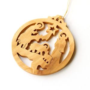 Original Olive Wood Christmas Ornaments With Star Of Bethlehem