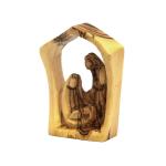 Abstract Stable Shaped Olive Wood Nativity Scene