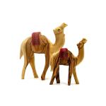 A Pair Of Olive Wood Camels – An Adult And Her Young From The Holy land