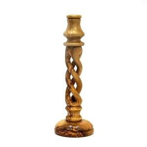 Olive Wood Spiral Candlesticks From The Holy Land