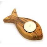 Olive Wood Fish Shaped Tea Light Candle Holder