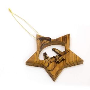 Star Of Bethlehem Olive Wood Christmas Tree Ornament