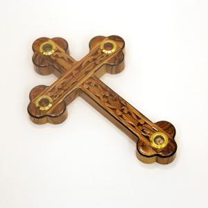 Olive Wood Cross Expertly Hand Carved With Vials From Bethlehem