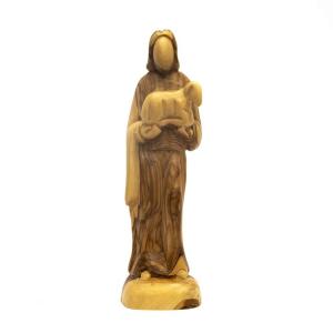 Abstract Faceless Good Shepherd Figurine Carved From Grade A Olive Wood