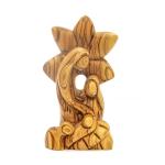 Abstract Holy Family Figure With Bethlehem Star Carved From Olive Wood