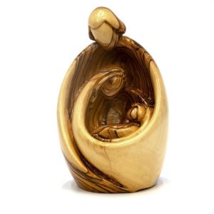 Abstract Rounded Holy Family Statue Hand Carved In Bethlehem
