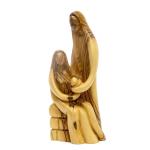 Joseph and Virgin Mary Sitting With Baby Jesus Olive Wood Large Statue