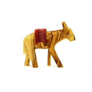 Olive Wood Young Donkey With Beduin Style Saddle From The holy land