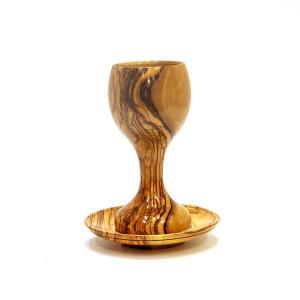 The “LORD’s Supper” Communion Cup With Plate – Olive Wood From Jerusalem