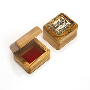 Beautiful Olive Wood Jewellery Box Featuring Mother of Pearl and Abalone ‘Jerusalem’ Design