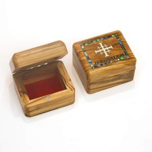 Jewellery Box With Mother of Pearl Jerusalem Cross and Abalone Shells