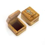 Beautiful Olive Wood Jewellery Box Featuring A Mother Of Pearl And Abalone Cross