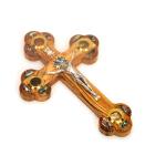 Olive Wood Crucifix With 4 Vials And Mother Of Pearl – 7.1″