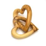 Olive Wood Intertwined “Connected” Hearts From Jerusalem