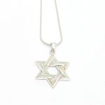 Star Of David In Sterling Silver and White Opal Pendant
