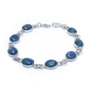 Sterling Silver Oval Eilat Stone Bracelet From Israel