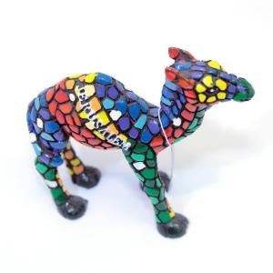 Standing Hand Painted Mosaic Camel From Jerusalem