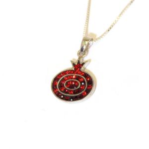 Pomegranate Pendant With Swarovski Crystal And Sterling Silver
