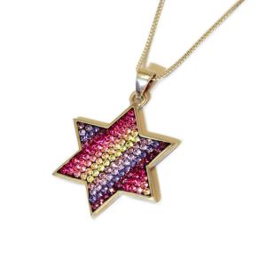 Swarovski Crystals Star Of David Pendant In Sterling Silver From Israel