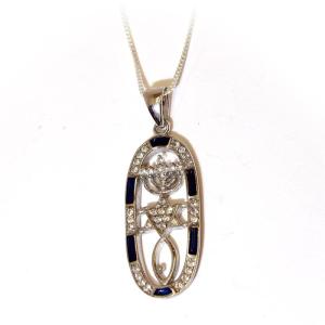 Messianic Seal Of Jerusalem “Grafted In”Pendant In CZ And Blue Enamel