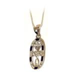 Grafted In Sterling Silver Pendant With CZ And Blue Enamel From Jerusalem