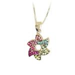 Multi Color Swarovski Crystal Star Of David Pendant In Sterling Silver