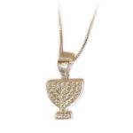 Sterling Silver Seven Branch Menorah Pendant And cubic Zirconia From Israel