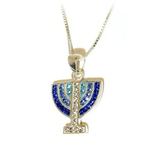Menorah Pendant With Swarovski crystal And Sterling Silver