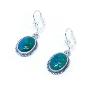 Oval Eilat Stone “ king Solomon Stone” Earrings In Sterling Silver