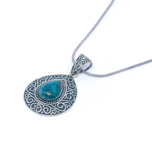 Oriental Tear Drop Design Eilat Stone In Sterling Silver From Israel