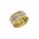 Luxurious Spinning 9 K Gold And Sterling Silver Ring With White Cubic Zirconia