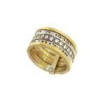 Luxurious Spinning 9 K Gold And Sterling Silver Ring With White Cubic Zirconia