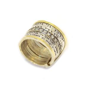 Impressive Rotating 9 K Gold And Sterling Silver Ring With Four Blessings