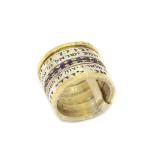 Stunning Ring With Four Biblical Verses In 9 k Gold And Sterling Silver Engraved In Hebrew From Israel