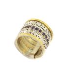 Stunning Ring With Four Biblical Verses In 9 k Gold And Sterling Silver Engraved In Hebrew From Israel