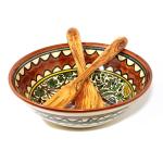 Set of Armenian Ceramic Bowl Handmade and two Spoons