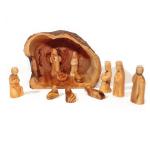 Olive Wood Branch Log With Faceless Figurines From Bethlehem