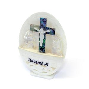 Jesus On The Cross Made From Mother Of Pearl In Jerusalem