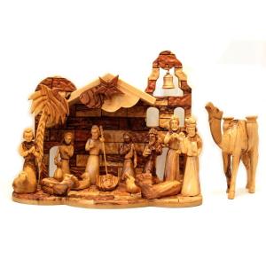 Nativity Scene With Detailed Figures From Bethlehem Olive Wood