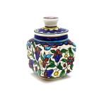 Hand Painted Ceramic Pot With Colorful Flowers Made In Jerusalem