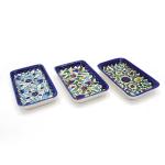 Hand Painted Armenian Ceramic Set of Three Dishes Made In The Holy Land