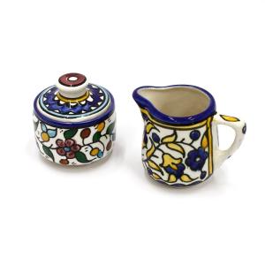 Set of Sugar Pot and Milk Creamer Armenian Ceramic Pots Made In Jerusalem