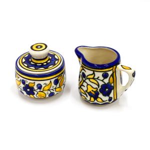 Armenian Ceramic Set Of Sugar Pot And Milk Creamer From Isarel