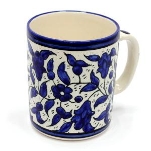 Dark Blue Hand Painted Ceramic Mug Made In The Holy Land
