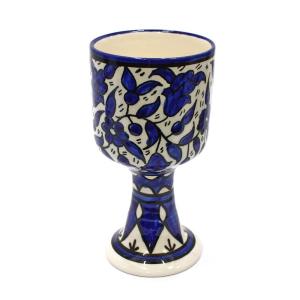 Armenia Ceramics Hand Made Wine Glass With Blue Flowers